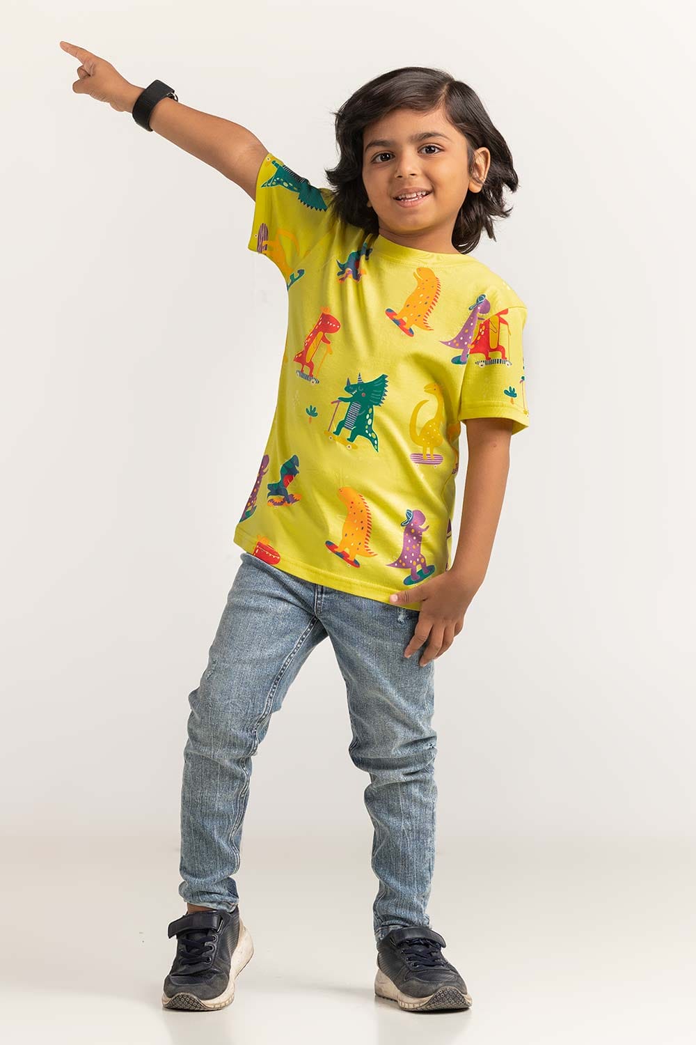 Yellow Toddler Boy Knit Printed Tee TB-TS-SS24-042