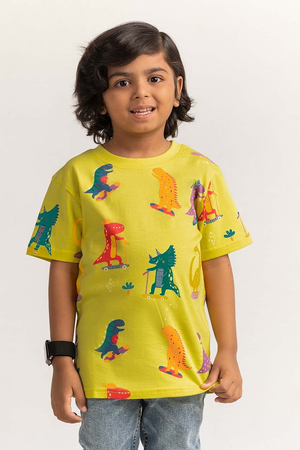 Yellow Toddler Boy Knit Printed Tee TB-TS-SS24-042