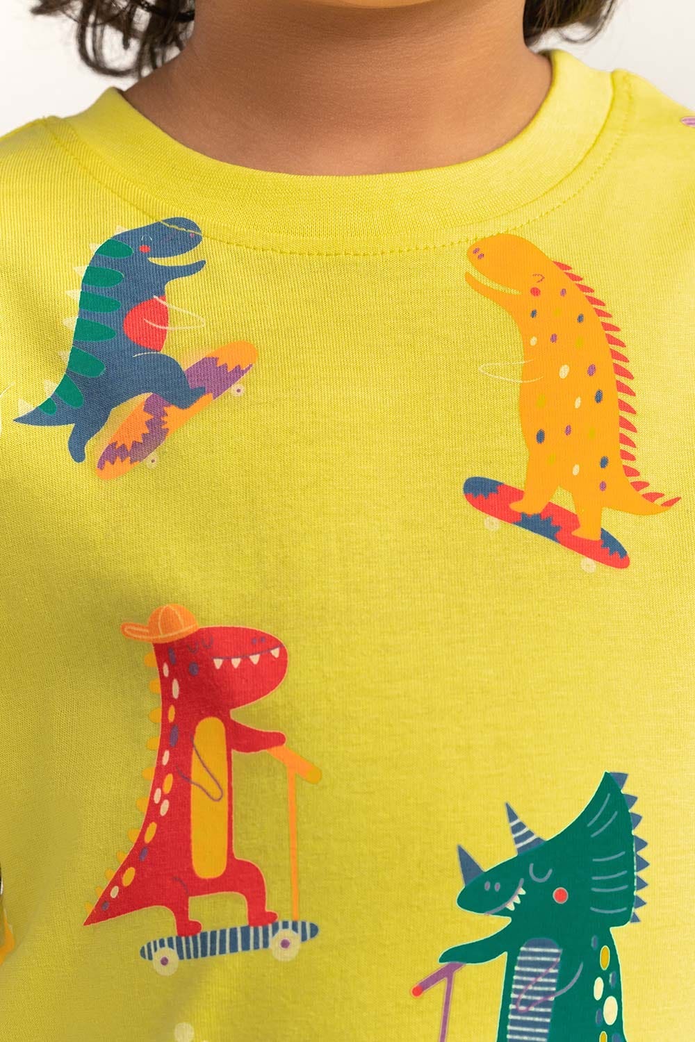 Yellow Toddler Boy Knit Printed Tee TB-TS-SS24-042