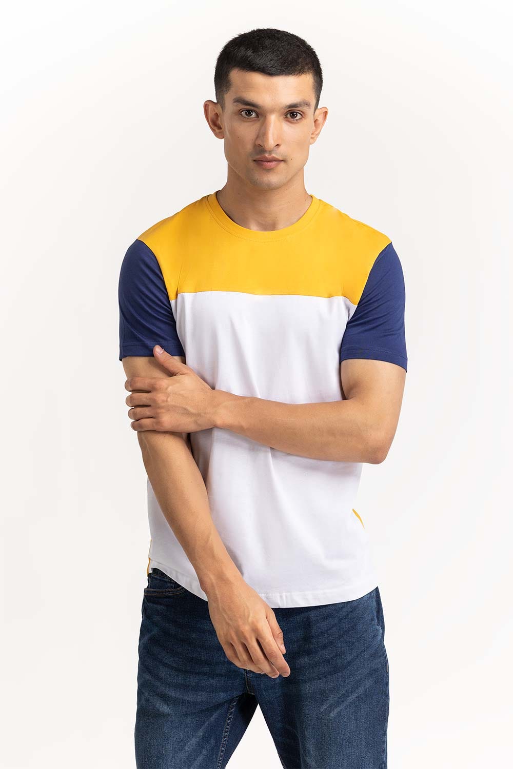 Yellow White Graphic Tee TS-CNSJ23-271