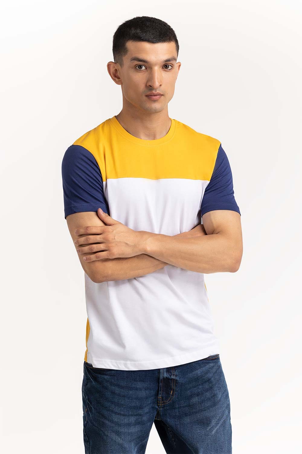 Yellow White Graphic Tee TS-CNSJ23-271